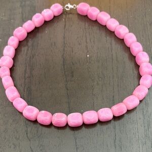 Pink Stone With Sterling Silver Clasp